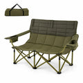 Airfind Oversized Camping Chair Folding Loveseat Camping Couch with Cup Holders Thick Padding, Capacity 660 lbs Capacity, Green