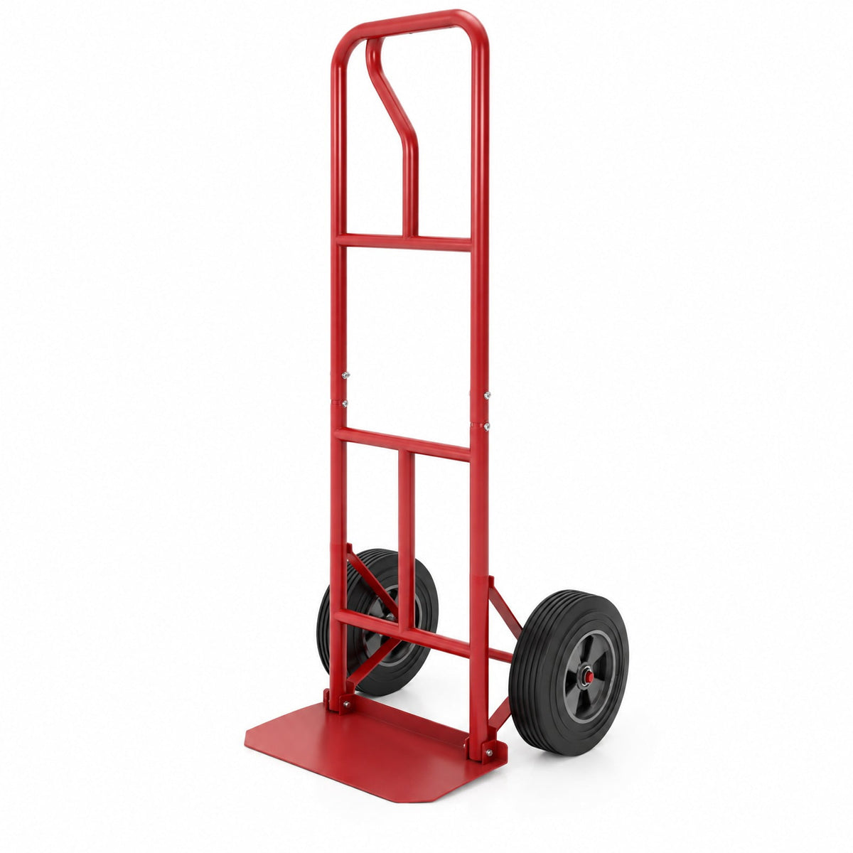 Airfind P-Handle Hand Truck with Foldable Load Plate for Warehouse Garage, 770 lbs Capacity, Metal Frame, 21 x 19 x 52 Footprint, Red