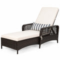 Airfind PE Rattan Chaise Lounge Chair Arm Chair Recliner Adjustable with Pillow, 400 lbs Capacity, Steel PE wicker rattan fabric foam Frame
