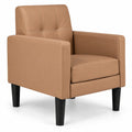 Airfind PU Leather Modern Accent Chair with Removable Seat Cushion, 350 lbs Capacity, PU Leather Sponge Plywood Plastic Frame, Brown
