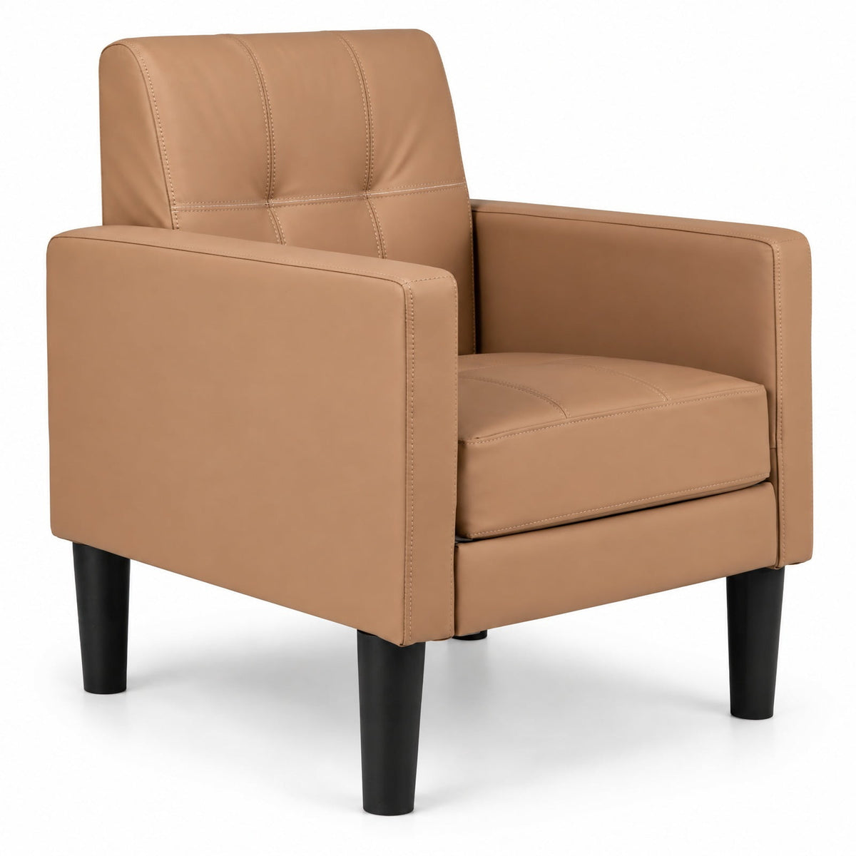Airfind PU Leather Modern Accent Chair with Removable Seat Cushion, 350 lbs Capacity, PU Leather Sponge Plywood Plastic Frame, Brown