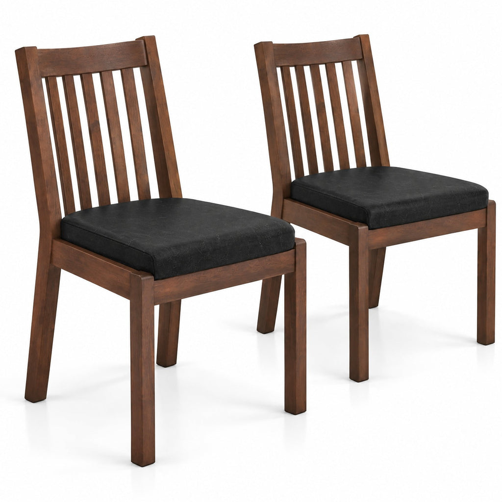 Airfind PU Leather Upholstered Dining Chair with Padded Seat Set of 2, 400 lbs Capacity, Rubber Wood PU Leather Sponge Frame, Espresso