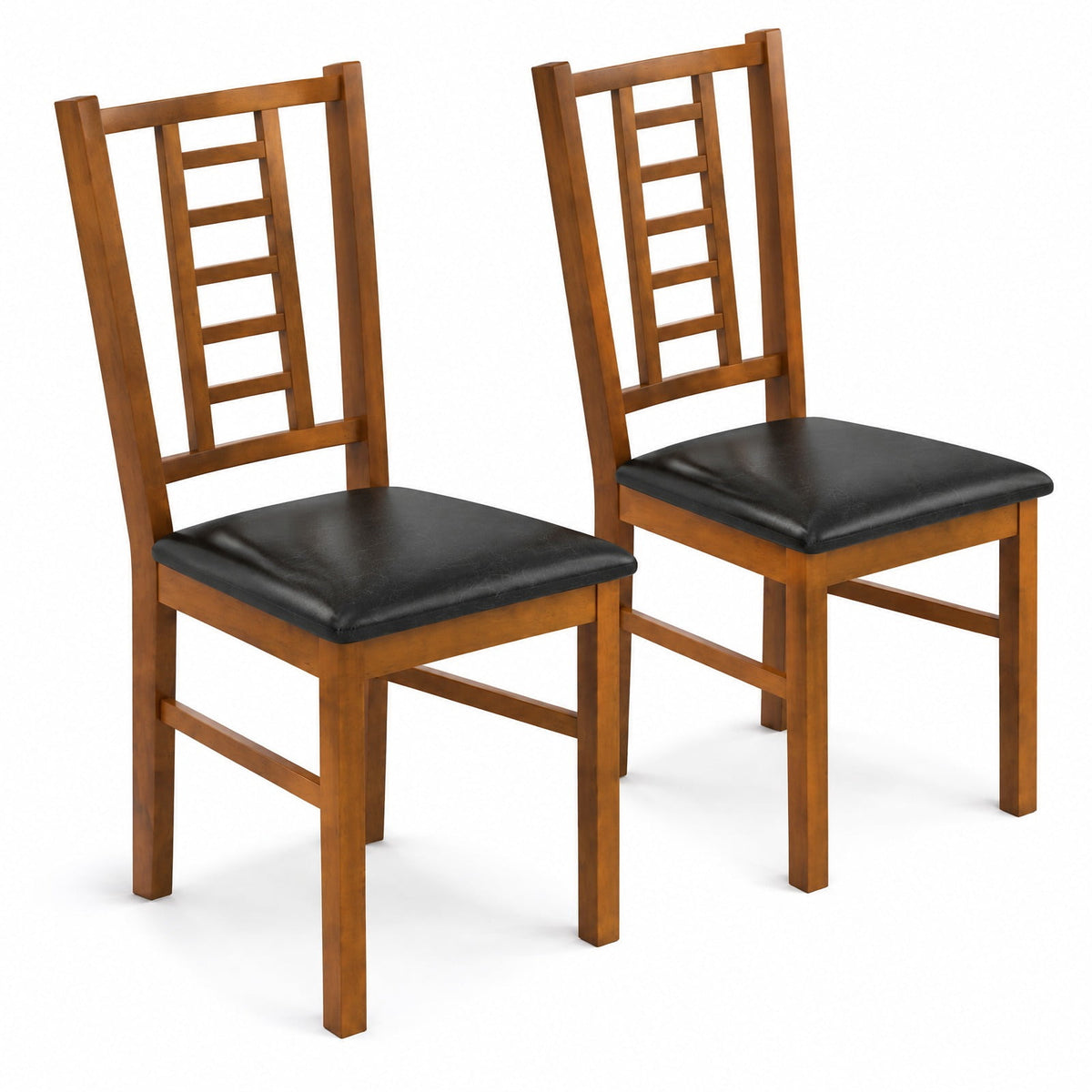 Airfind PU Leather Upholstered Wood Dining Chairs Set of 2, 330 lbs Capacity, Rubber Wood PU Leather Sponge MDF Frame, 17 x 19 x 35 Footprint