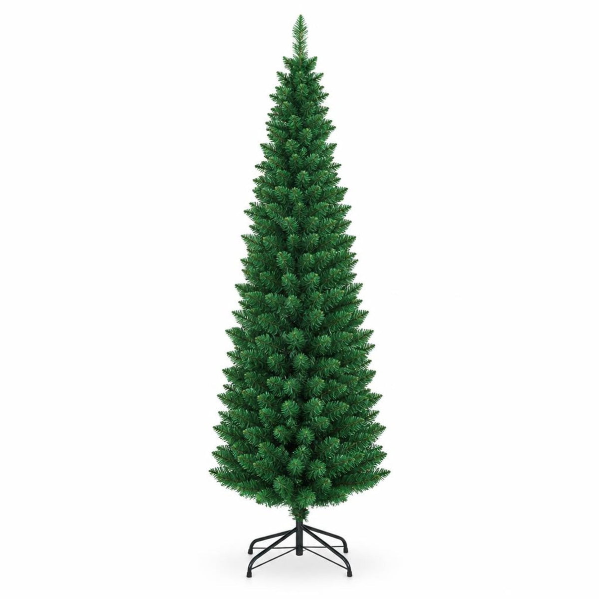 Airfind PVC Artificial Slim Pencil Christmas Tree-6 Feet, PVC iron 5 Ft: Frame, 2ft x 5ft Footprint, Green