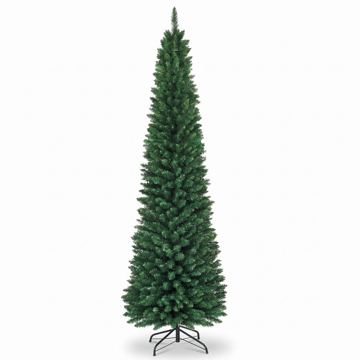 Airfind PVC Artificial Slim Pencil Christmas Tree-8 Feet, PVC iron 5 Ft: Frame, 2ft x 5ft Footprint, Green