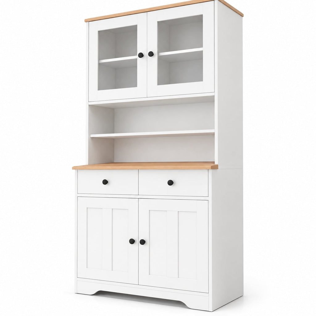 Airfind Pantry Cabinet with 2 Removable Shelves, Engineered Wood MDF Glass Frame, 12.5 x 13 x 3 Footprint, White