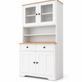 Airfind Pantry Cabinet with 2 Removable Shelves, Engineered Wood MDF Glass Frame, 12.5 x 13 x 3 Footprint, White