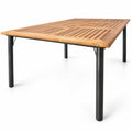 Airfind Patio Acacia Wood Dining Table with Umbrella Hole and Metal Legs, 165 lbs Capacity, Acacia Wood Metal Frame, 63 x 36 x 30 Footprint, Wood