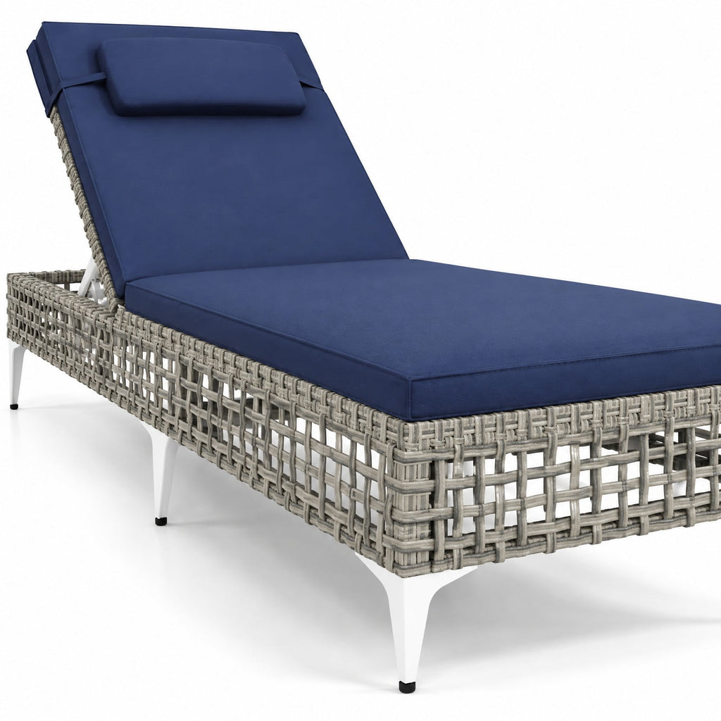 Airfind Patio Chaise Lounge Chair with 6-Level Adjustable Backrest and Headrest for Poolside, 400 lbs Capacity, 76.5 x 21.5 x 12.5 Footprint