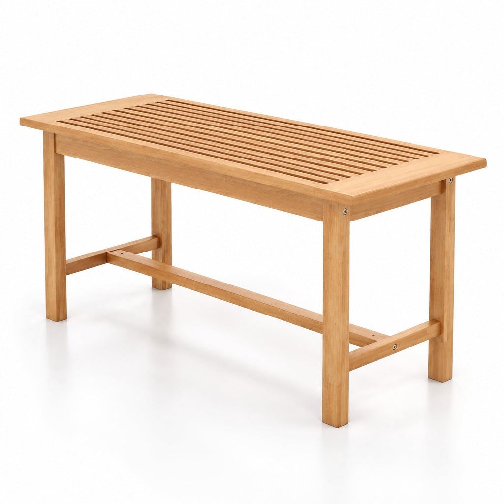 Airfind Patio Coffee Table 36 Inch Rectangular Outside Side Table with Slatted Tabletop, 145 lbs Capacity, Teak Wood Frame, Coffee