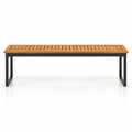 Airfind Patio Dining Bench Backless with Slatted Seat and Metal Legs, Acacia Wood Metal Frame, 51 x 14 x 16.5 Maximum Weight 800 lbs Footprint