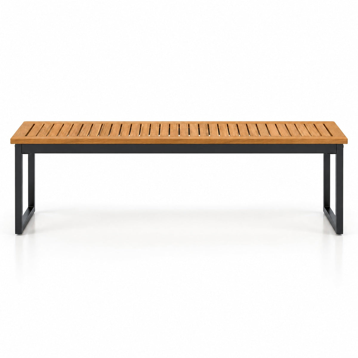 Airfind Patio Dining Bench Backless with Slatted Seat and Metal Legs, Acacia Wood Metal Frame, 51 x 14 x 16.5 Maximum Weight 800 lbs Footprint