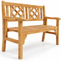 Airfind Patio Foldable Bench with Curved Backrest and Armrest, 705 lbs Capacity, Acacia wood Frame, Teak