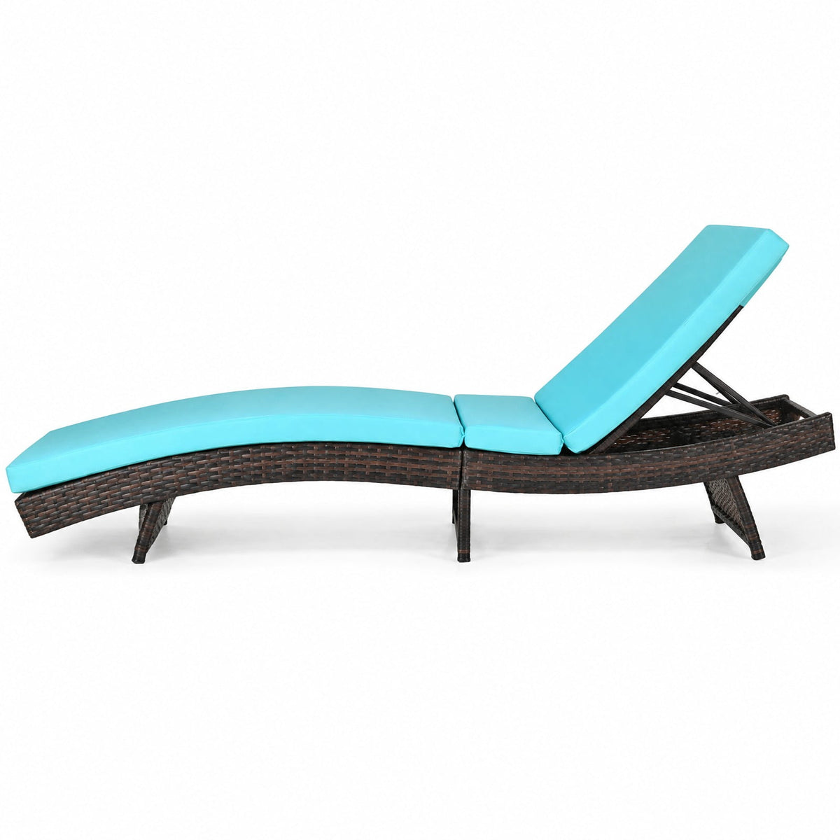 Airfind Patio Folding Adjustable Rattan Chaise Lounge Chair with Cushion, PE rattan steel non-woven fabric D Frame, 83 x 24 x 16-38 Footprint