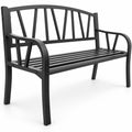 Airfind Patio Garden Bench with Metal Frame and Slatted Seat, 660 lbs Capacity, Metal Frame, Black, Slatted design for water drainage