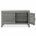 Airfind Patio Storage Cabinet with Stainless Steel Countertop and L-Shaped Shelf for Garden, 66 lbs Capacity, Fir Wood Stainless Steel Rubber Frame