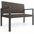 Airfind Patio Sun-Proof Rattan Loveseat with Soft Sponge Seat, 800 lbs Capacity, PE Rattan Metal Sponge Frame, 43 x 22 x 33 Footprint, Brown