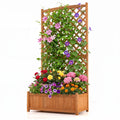 Airfind Planter Raised Bed with Trellis for Plant Flower Climbing, 66 lbs Capacity, Fir wood metal Frame, Orange