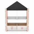 Airfind Playhouse Kids Bookshelf with Chalkboard and Whiteboard for 3-6 Years, MDF Metal Fabric Frame, Pink