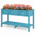Airfind Poly Wood Elevated Planter Box with Legs Storage Shelf Drainage Holes, HIPS Frame, 47 x 18 x 29 (L x W x H) Interior Footprint, Blue