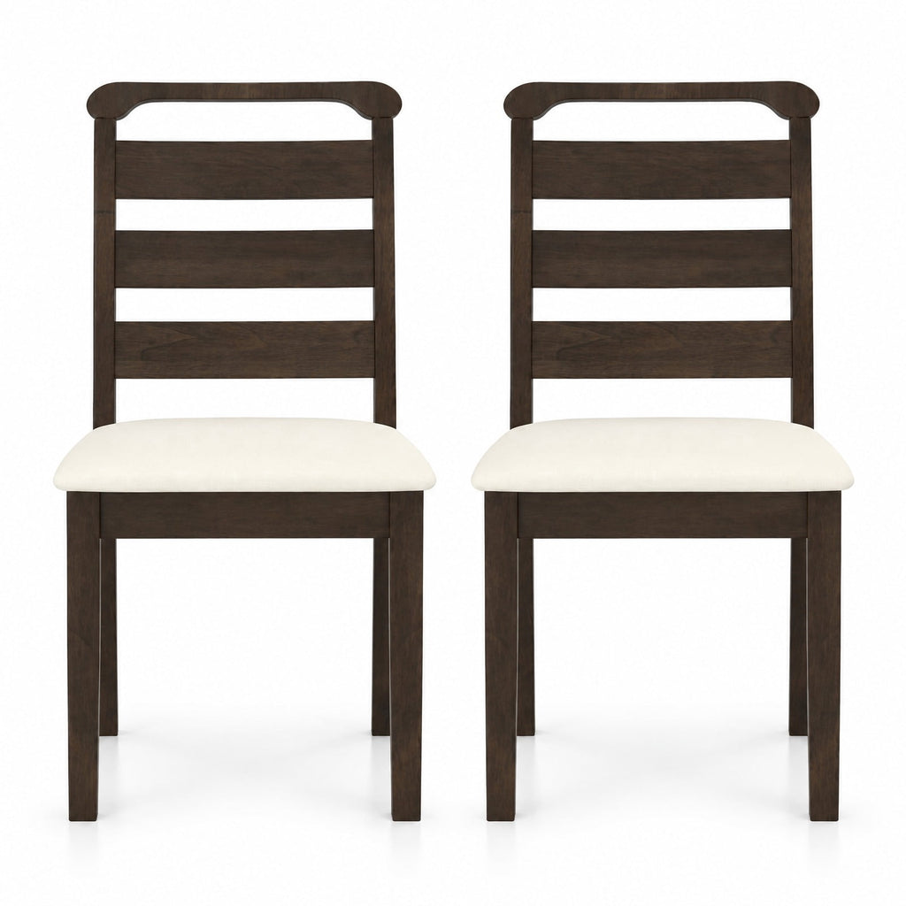 Airfind Polyester Upholstered Wooden Dining Chair Set of 2, Chair 400 lbs Capacity, Rubber Wood MDF Sponge Polyester Fabric Frame, Walnut