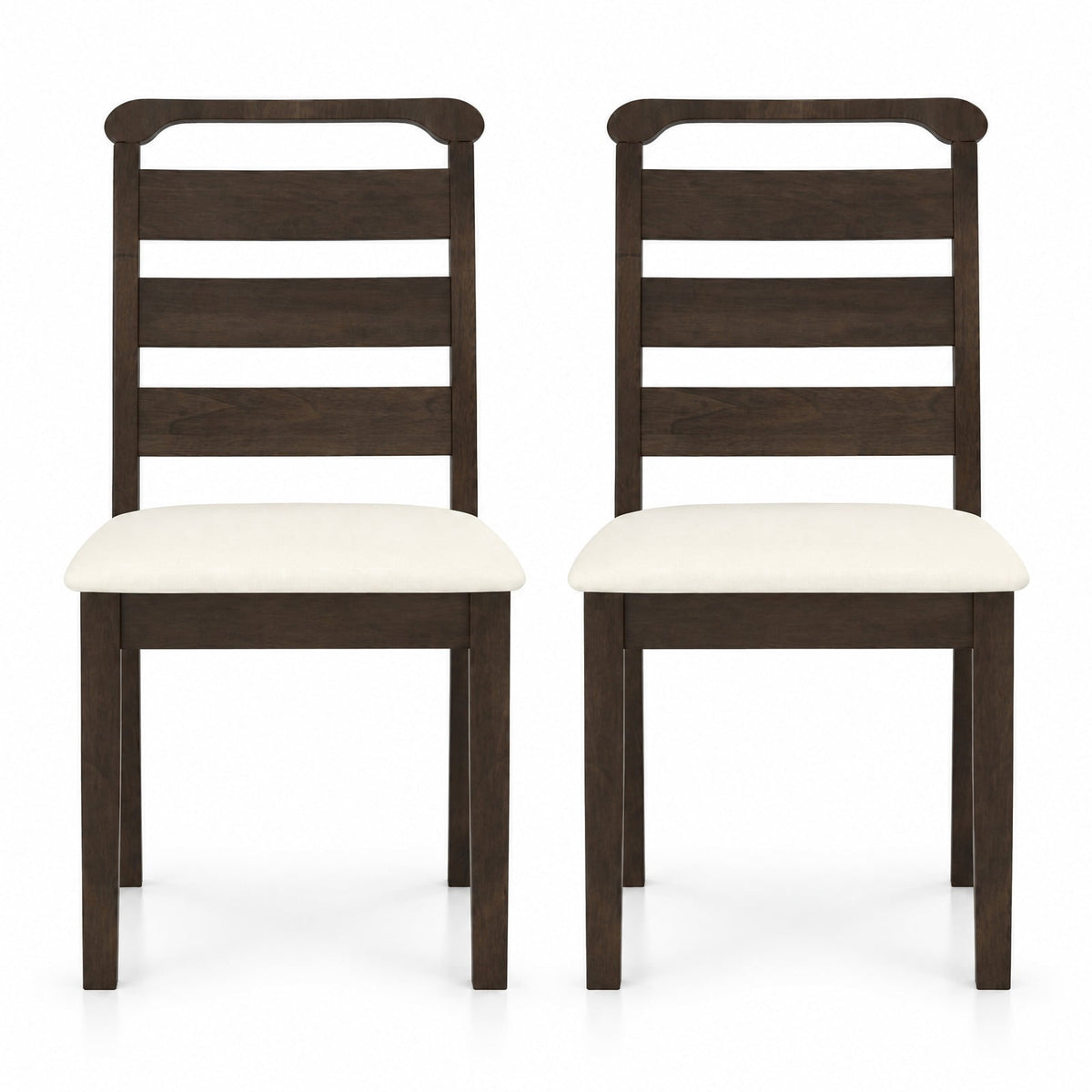 Airfind Polyester Upholstered Wooden Dining Chair Set of 2, Chair 400 lbs Capacity, Rubber Wood MDF Sponge Polyester Fabric Frame, Walnut