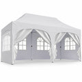 Airfind Pop Up Canopy Tent with 6 Removable Sidewalls for Patio, Metal Frame, 10 x 20 x 10.4 Footprint, White