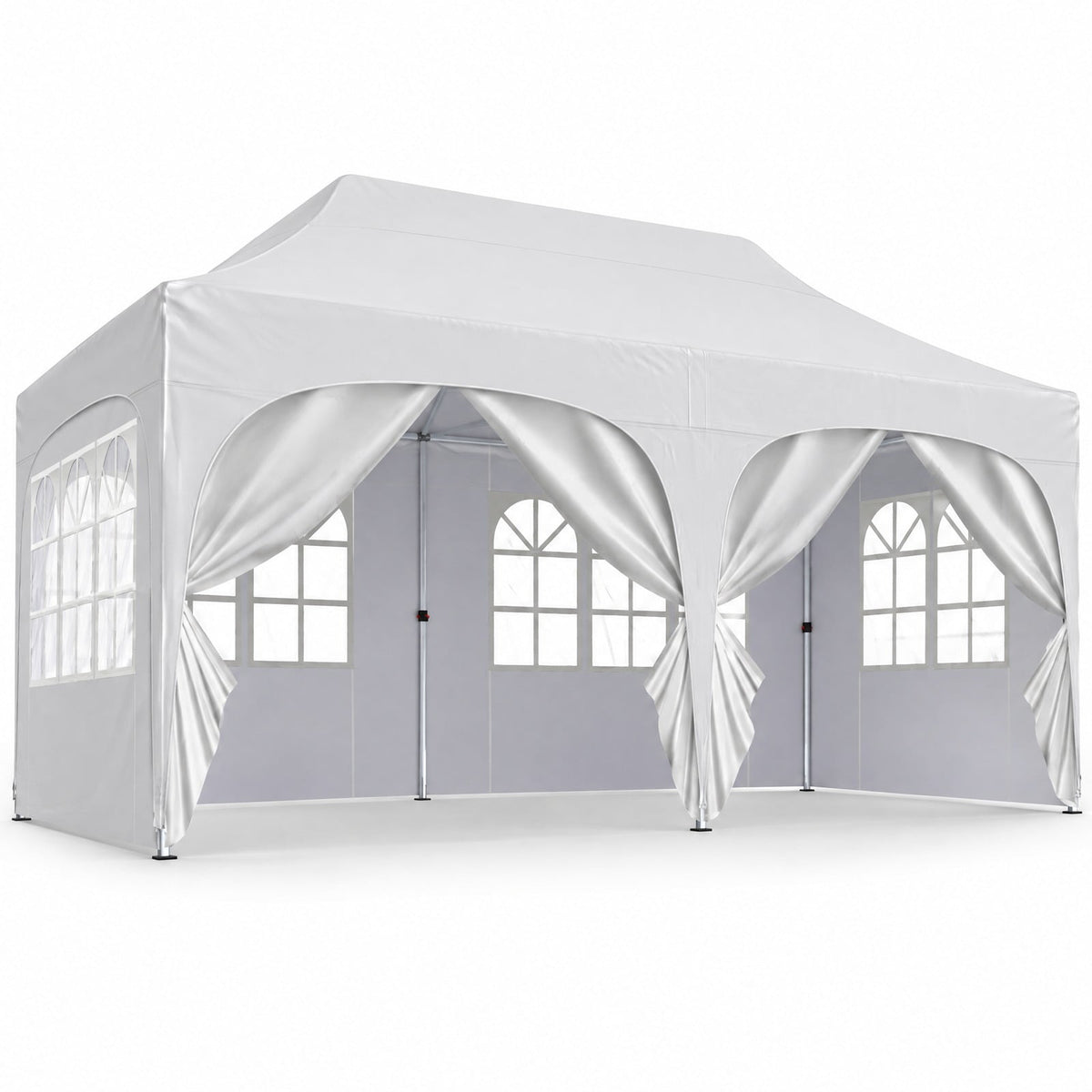 Airfind Pop Up Canopy Tent with 6 Removable Sidewalls for Patio, Metal Frame, 10 x 20 x 10.4 Footprint, White
