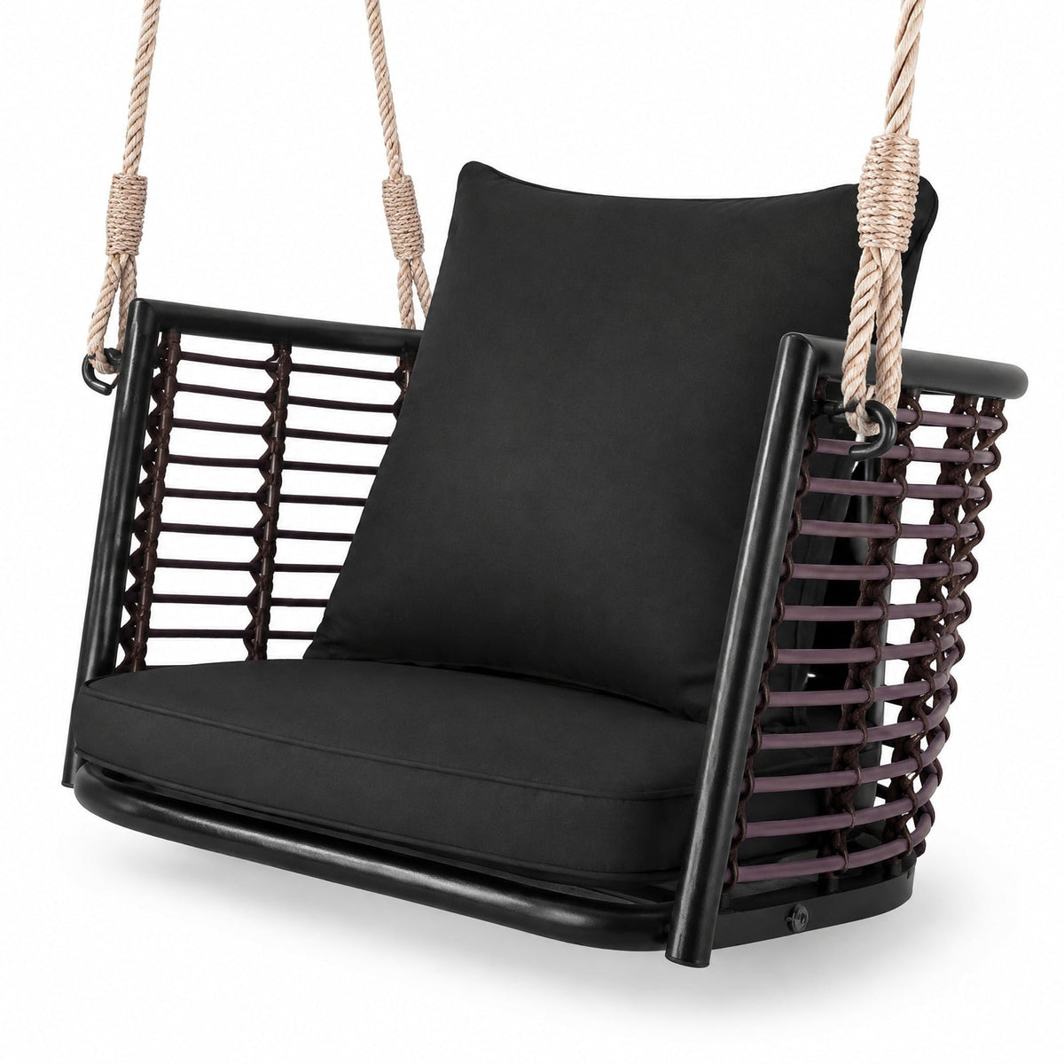 Airfind Porch Swing Patio Hanging Rattan Chair with Zippered Cushions and Rope, 400 lbs Capacity, 30.5 x 24.5 x 15 Suitable Hanging Footprint