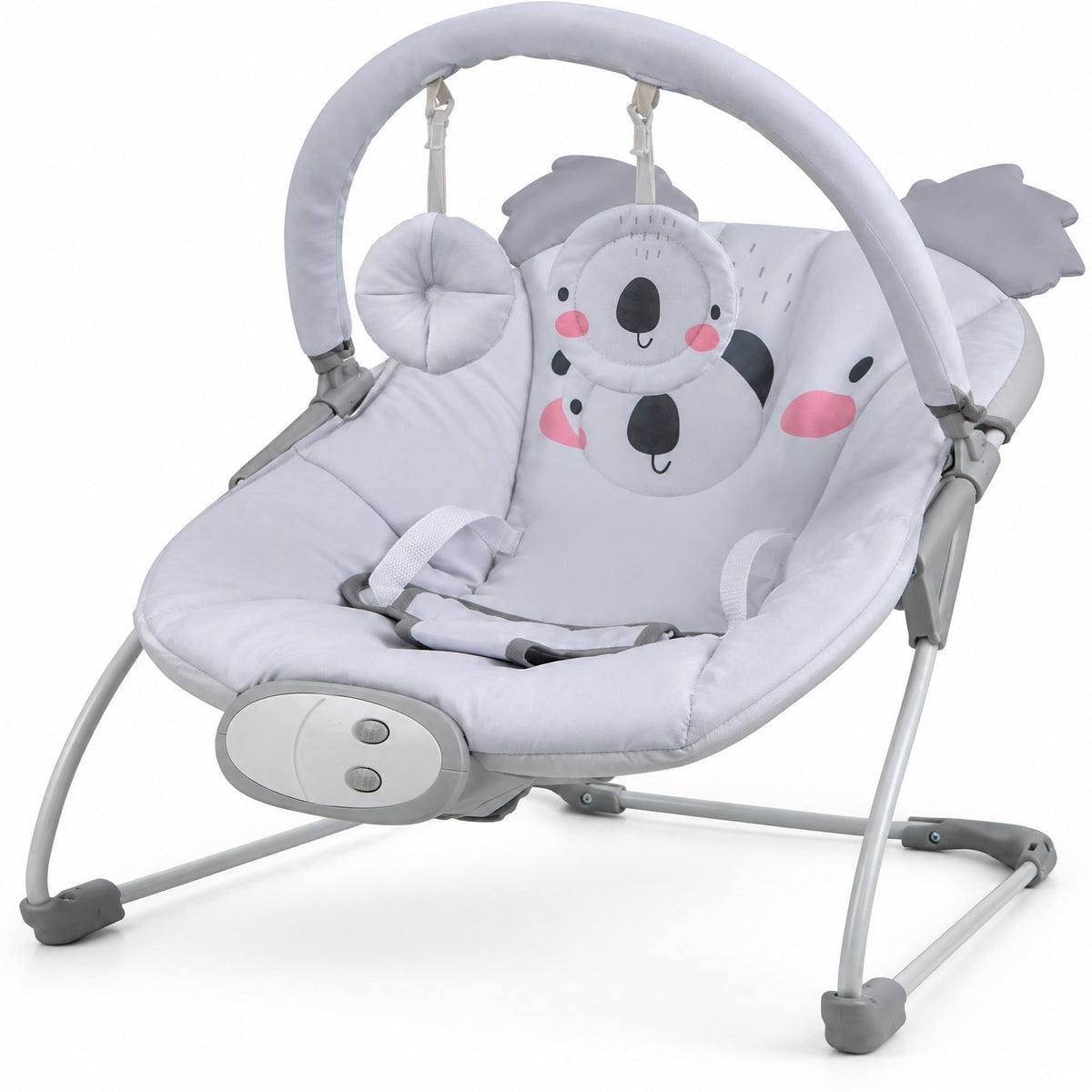 Airfind Portable Youth Bouncer Rocker Seat featuring Detachable Toy Bar, 20 lbs Capacity, Peach Velvet Fabric Polyester Metal ABS TPE Frame, Gray