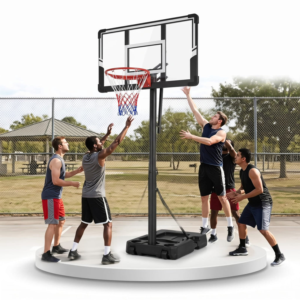 Airfind Portable Basketball Hoop with 3.3 to 10 Foot Adjustable Height Shatterproof Backboard and Fillable Base for Backyard Driveway Play, Black