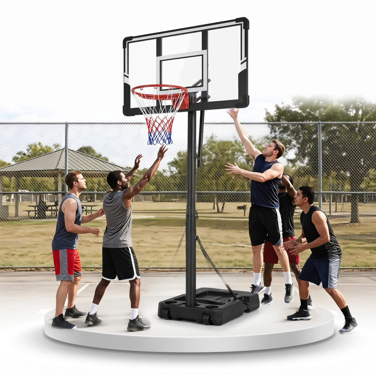 Airfind Portable Basketball Hoop with 3.3 to 10 Foot Adjustable Height Shatterproof Backboard and Fillable Base for Backyard Driveway Play, Black