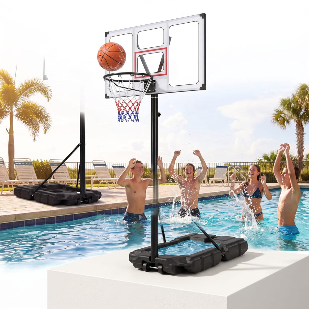 Airfind Portable Basketball Hoop with 4.1 to 10 Foot Adjustable Height Shatterproof PC Backboard and Heavy Duty Fillable Base for Adults, Black