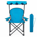 Airfind Portable Folding Beach Canopy Chair with Cup Holders, 265 lbs Capacity, Steel tubes Frame, 38 x 26.5 x 51 Footprint, Light Blue