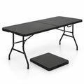Airfind Portable Folding Camping Table with Carrying Handle, 330 lbs Capacity, HDPE Steel Expanded Frame, 71 x 29 x 29 Footprint, Black
