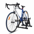 Airfind Portable Folding Steel Bike Trainer Stand, Indoor Exercise Cycling Training Frame with Front Wheel Riser Block and Quick Release for 26-28 Inch Wheels, Black
