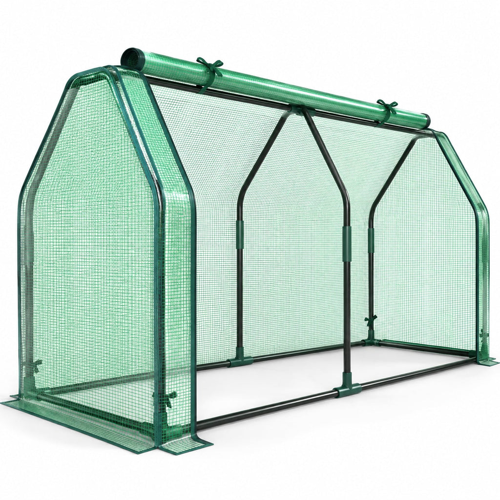 Airfind Portable Mini Greenhouse Small Garden Greenhouse with PE Cover and Zippered Roll-up Door for Vegetables, Green