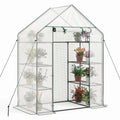 Airfind Portable Walk-in Greenhouse with 3 Tiers and 6 Shelves, PE Frame, 56 x 28 x 76 Footprint, White