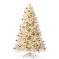 Airfind Pre-Lit Artificial Christmas Tree with Snow Flocked Branch Tips, PVC PE Metal Frame, 3.8 x 6 ft Footprint, White+Lake Blue
