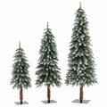 Airfind Pre-Lit Christmas Tree Set of 3, PVC Metal Tree Height (Small/Medium/Big) 3 ft Tree Width (Small/Medium/Big) 1.3 ft Frame, Green and White