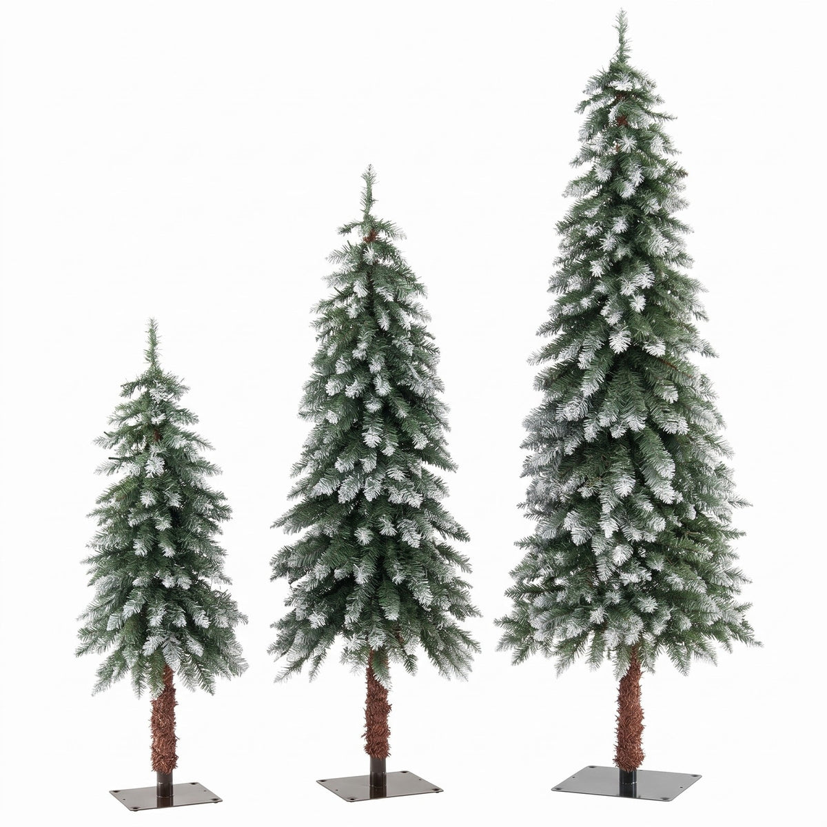 Airfind Pre-Lit Christmas Tree Set of 3, PVC Metal Tree Height (Small/Medium/Big) 3 ft Tree Width (Small/Medium/Big) 1.3 ft Frame, Green and White
