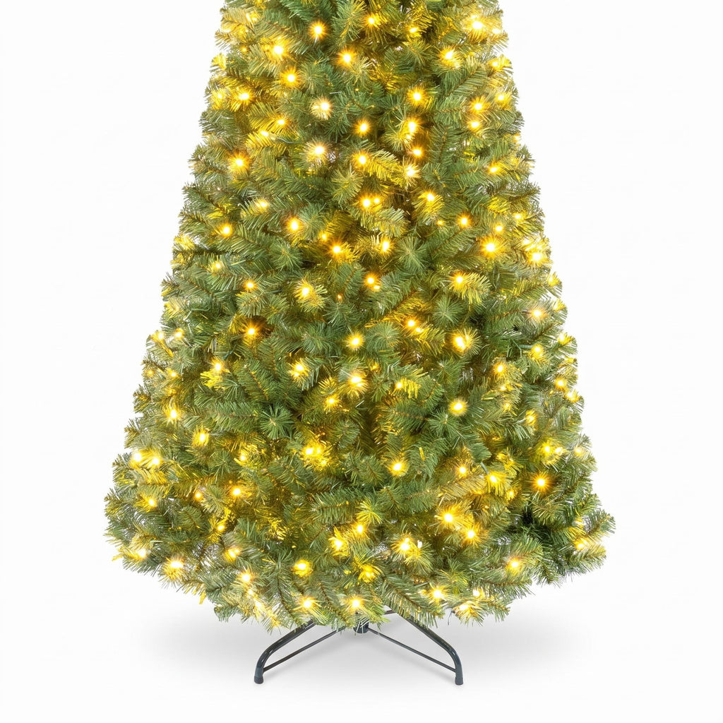 Airfind Pre-Lit Green Artificial Christmas Tree with Full Branch Tips-6 Feet, PVC Metal Frame, Green