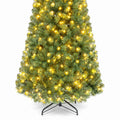 Airfind Pre-Lit Green Artificial Christmas Tree with Full Branch Tips-7 Feet, PVC Metal Frame, Green