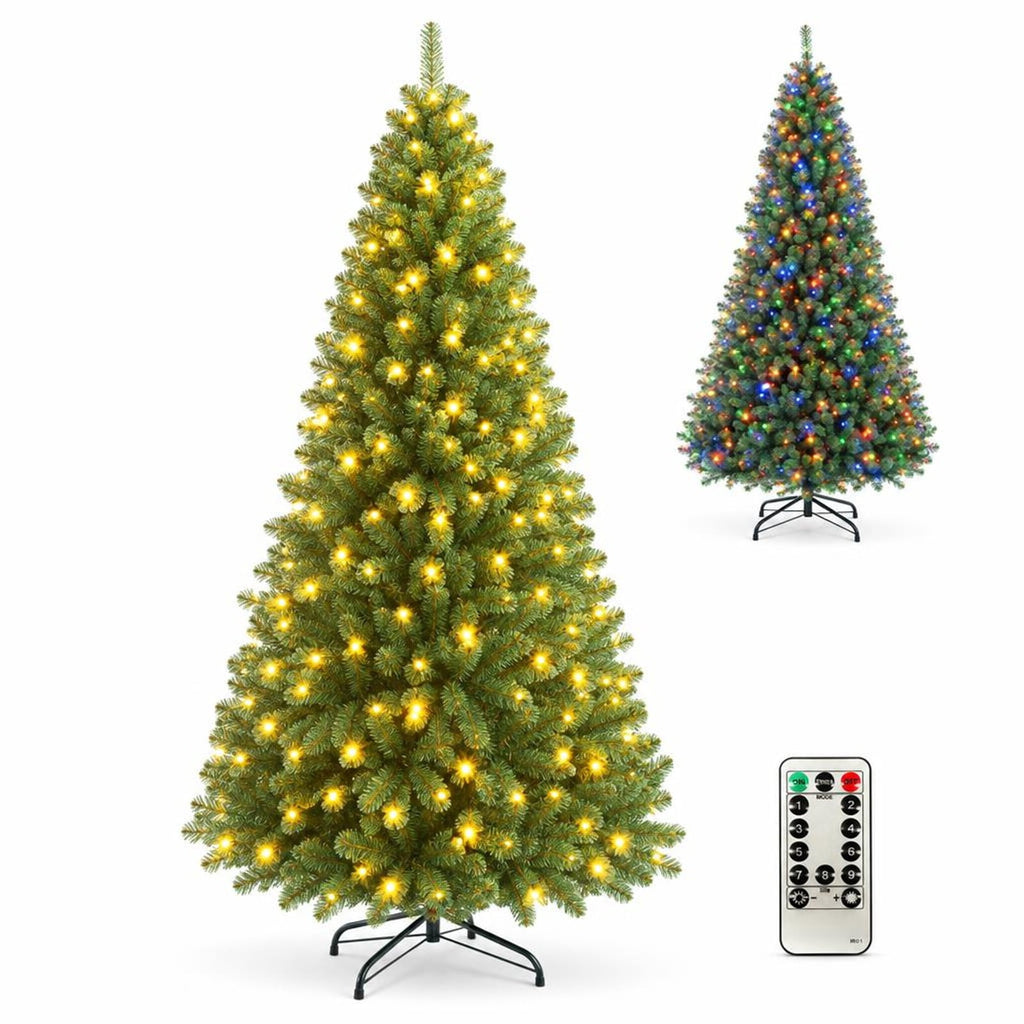 Airfind Pre-Lit Green Artificial Christmas Tree with Full Branch Tips-8 Feet, PVC Metal Frame, Green