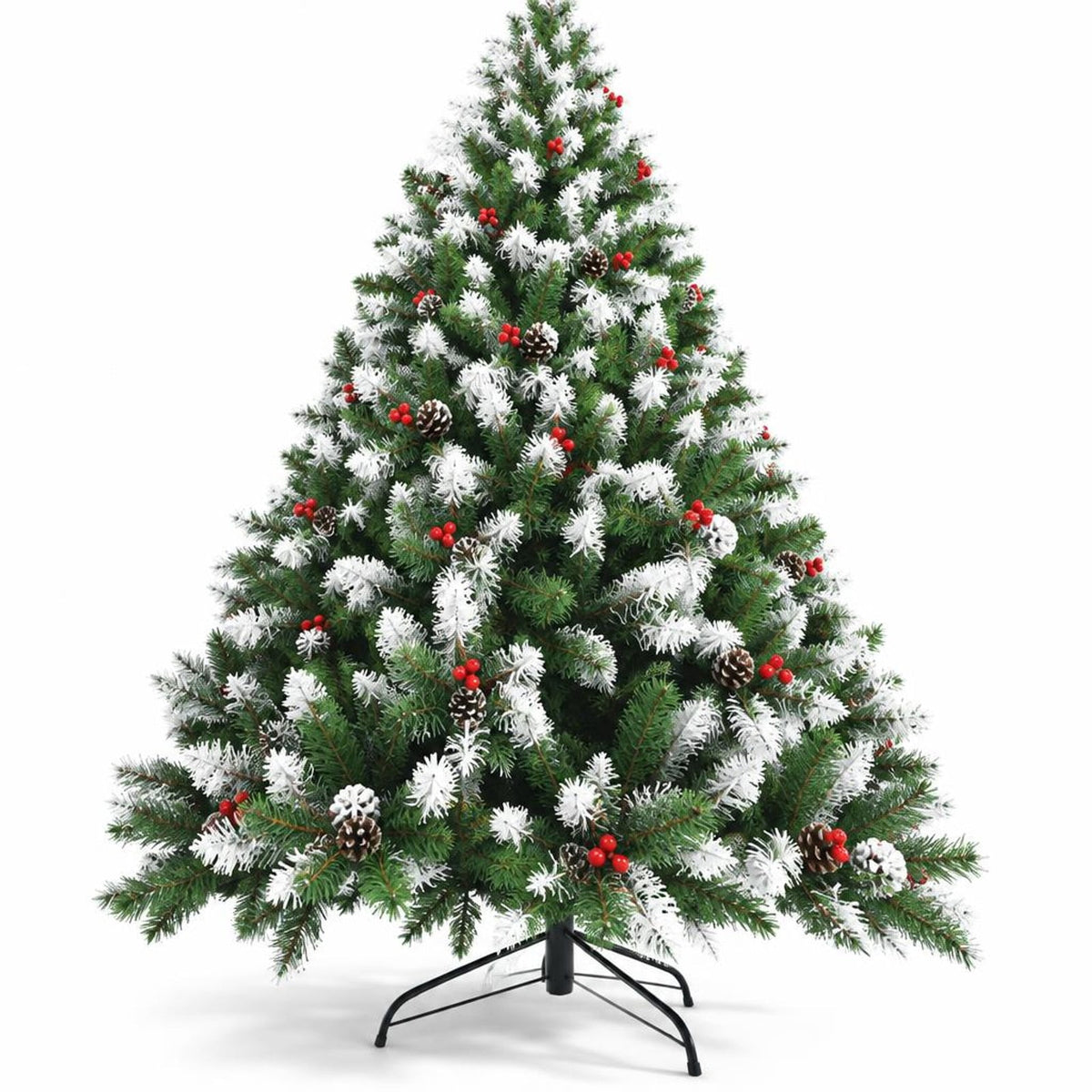 Airfind Pre-Lit Hinged Lifelike Lush Artificial Christmas Tree with PVC Tips-7.5 Feet, PVC metal Frame, 6ft x 3.6ft/7.5ft x 4.2ft/9ft x 4.7ft Footprint