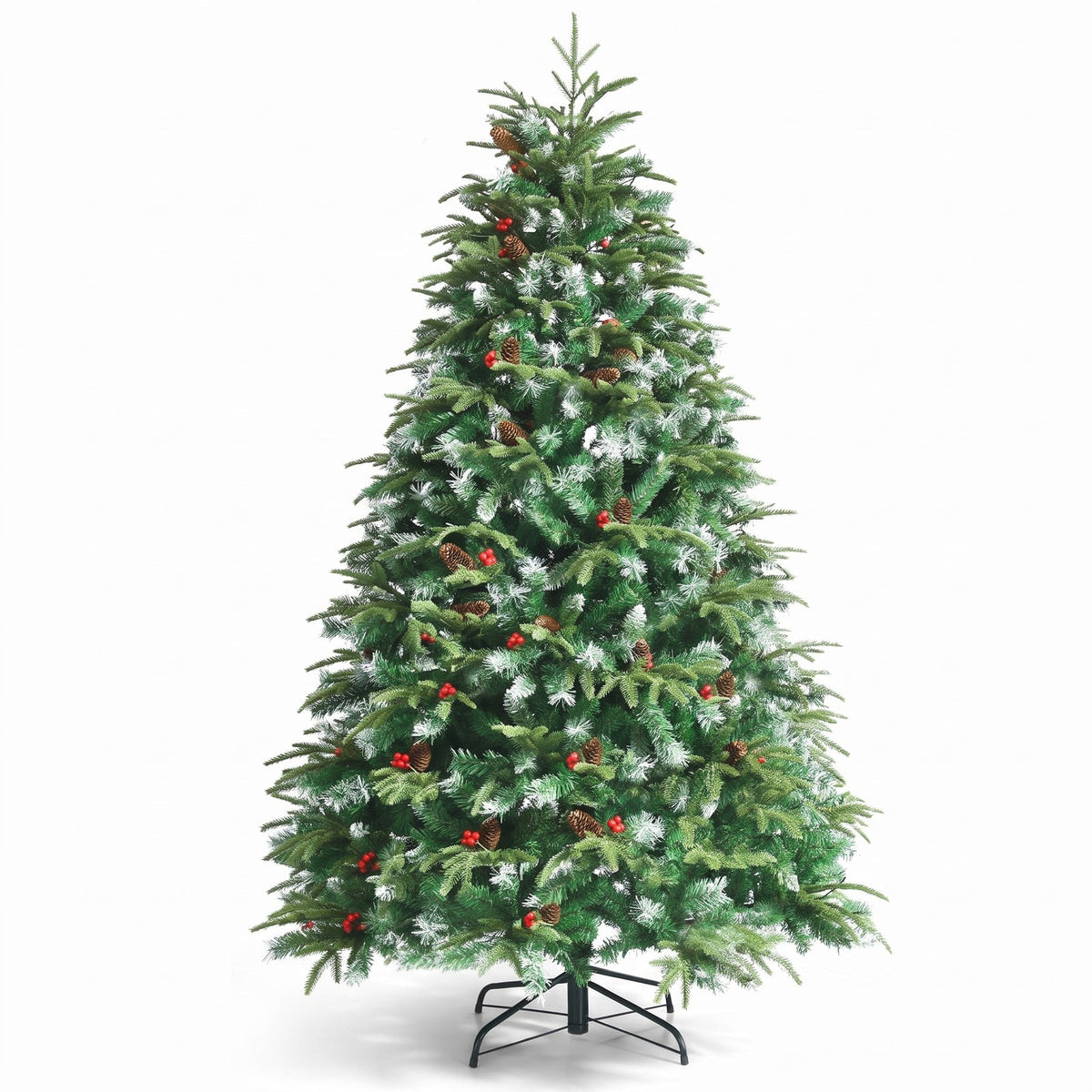Airfind Pre-Lit Snowy Christmas Hinged Tree with Flash Modes and Multi-Color Lights-6 ft, PE PVC iron Height: 5 ft Base: 3.3 ft Frame, Green