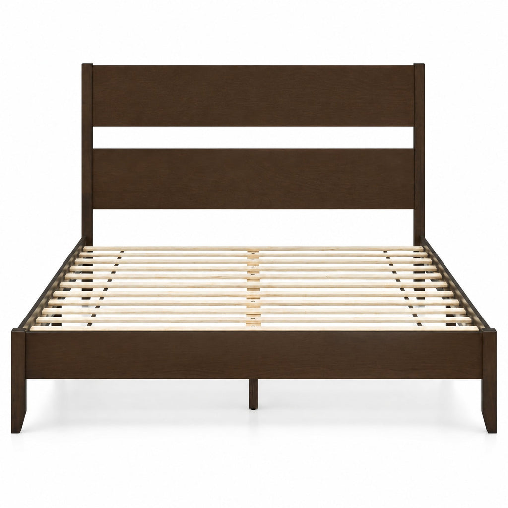 Airfind Queen Bed Frame with Headboard and Solid Wood Legs 12 Slats, 800 lbs Capacity, Rubber Wood Engineered Wood LVL Frame, Wood