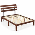 Airfind Queen Size Bed Frame 15.5 Inch Solid Wood Platform Bed with Retro Headboard, 550 lbs Capacity, Plywood Rubber Wood Metal Frame, Wood