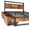 Airfind Queen Size Bed Frame with 2-Tier Storage Headboard and Charging Station, 600 lbs Capacity, Metal MDF Frame, 82.5 Inch x 55.5 Inch x 39 Inch Footprint