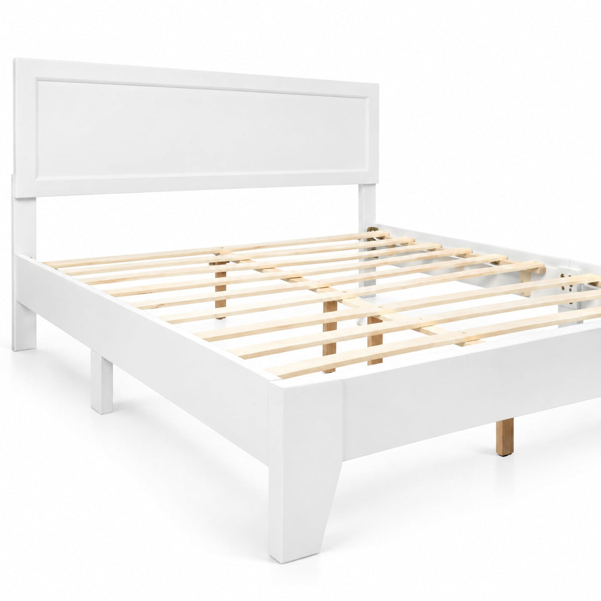 Airfind Queen Size Modern Bed Frame with Headboard, 500 lbs Capacity, Engineered Wood Frame, White, Eye-catching addition to your bedroom